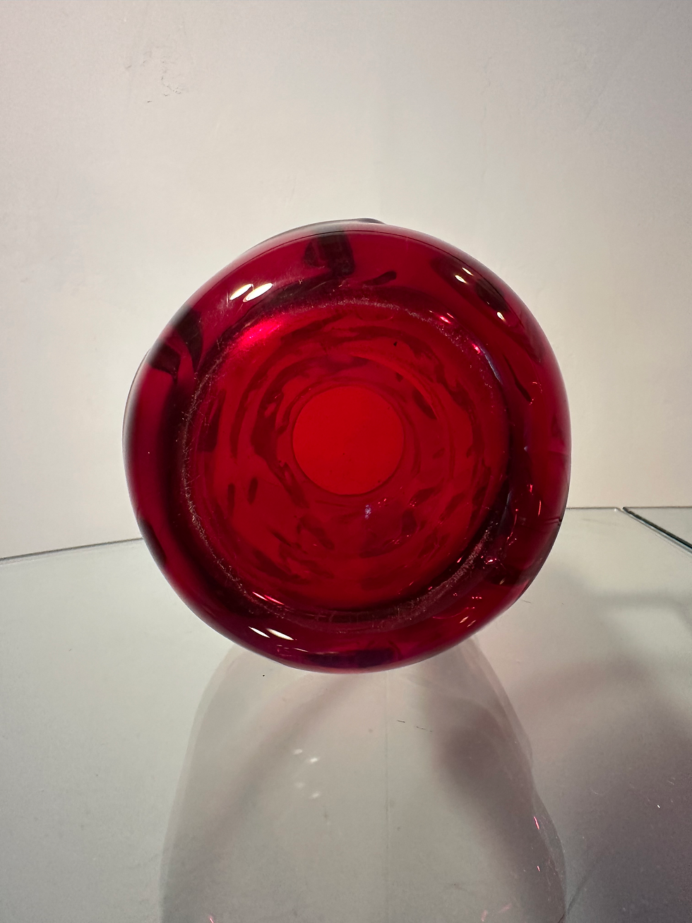 Thumbnail: Ruby Red Knobbly Vase by Geoffrey Baxter for WHITEFRIARS, 1970