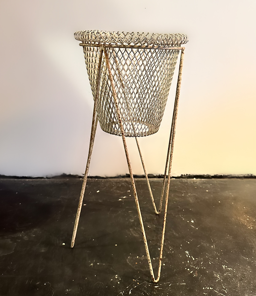 Original Mid century White Wire Planter from The Festival Of Britain, 1951