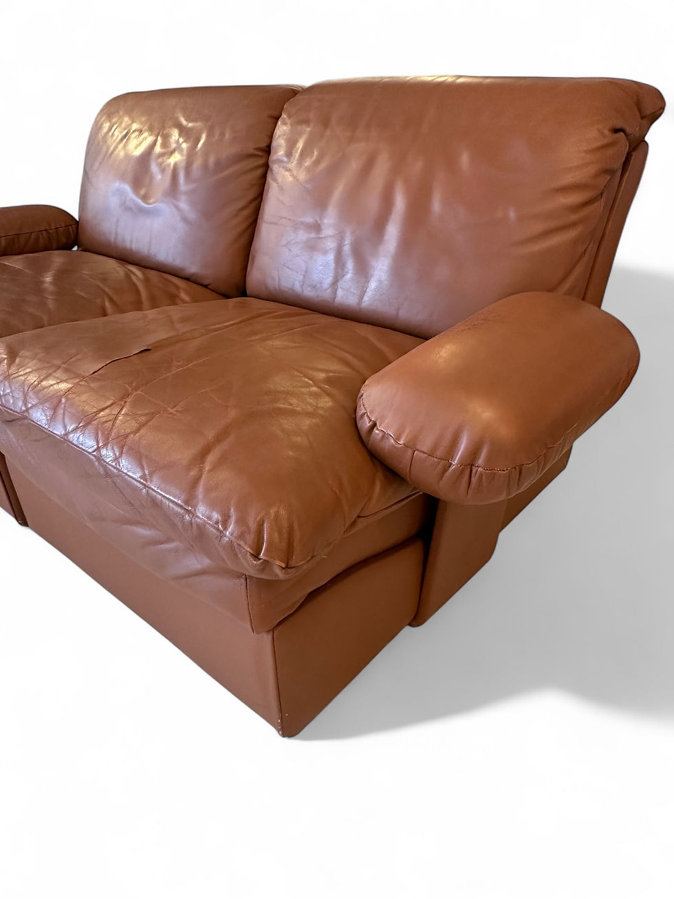 Thumbnail: 4 Piece Italian Cognac Leather Modular Sofa, 1970