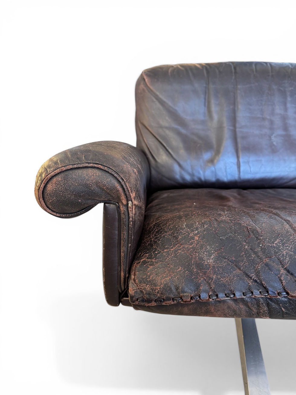Thumbnail: Ds-31 Brown Leather 3 Seater sofa on cantilever legs by De-Sede Switzerland 