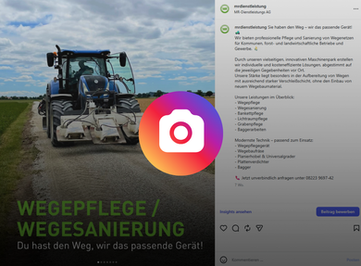 Instagram-Seite der MR - Dienstlesitungs AG