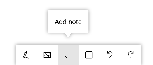 Button for adding a note