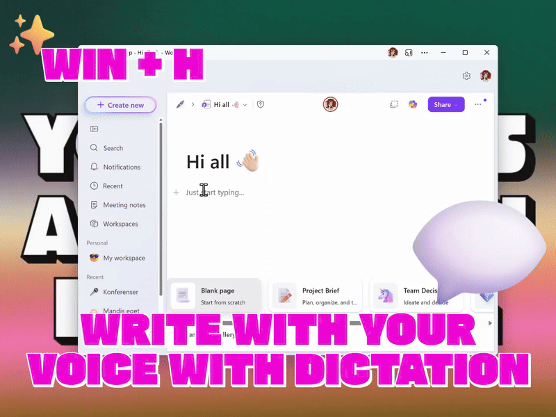 Gif of using dictation