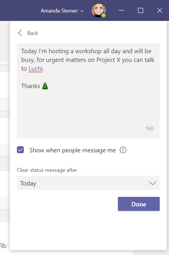 microsoft teams app status