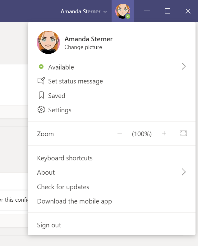 How to use the status message in Microsoft Teams