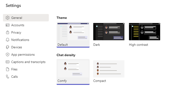 Where to find the comfy and compact settings