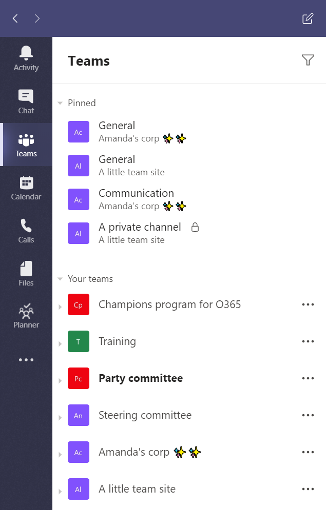 Pinning a channel in Microsoft Teams Amanda Sterner