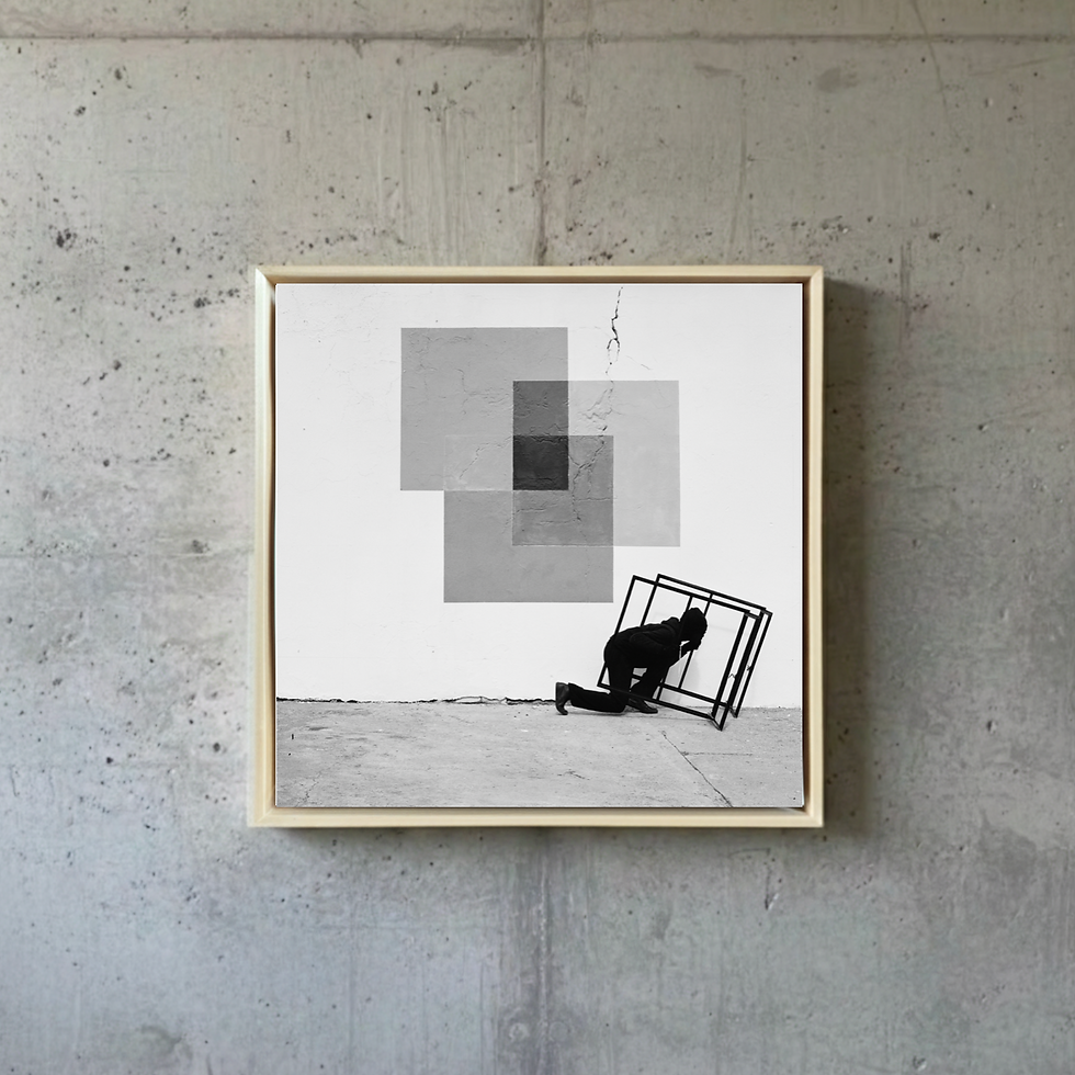 Framed edition of Robin Rhode on a concrete wall