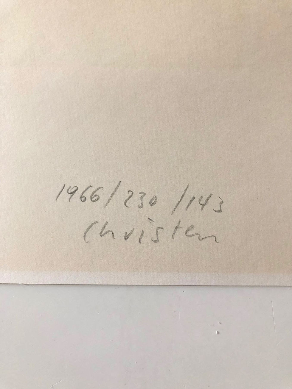Thumbnail: Verso of Andreas Christen 1977 silkscreen, hand signed and numbered in pencil