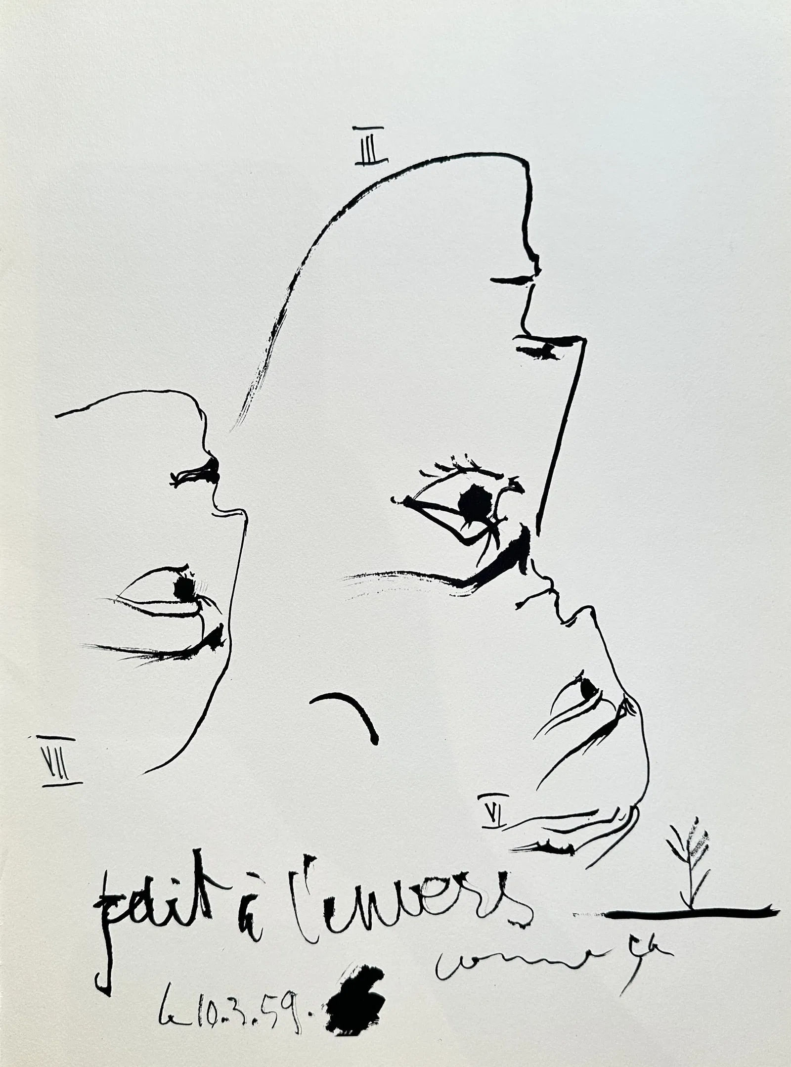 Pablo Picasso -- Fait à l'envers (Abstract Head) from Toros y Toreros, 1961