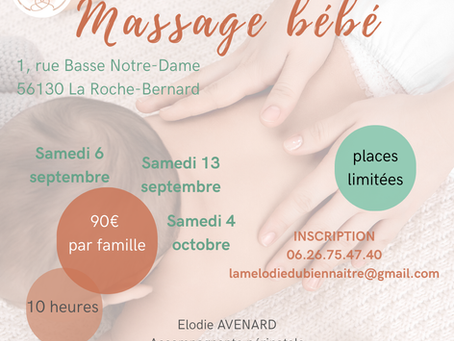 Cycle de 3 ateliers massage bébé