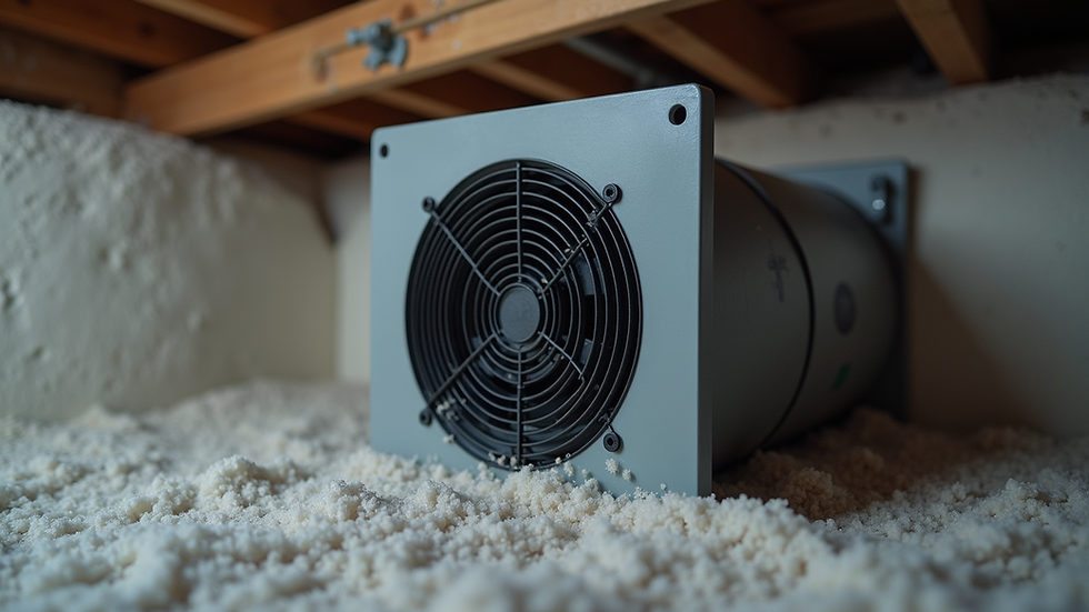 Eye-level view of radon mitigation system vent pipe installed on a residential roof