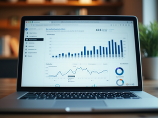 SEO analytics dashboard on laptop screen