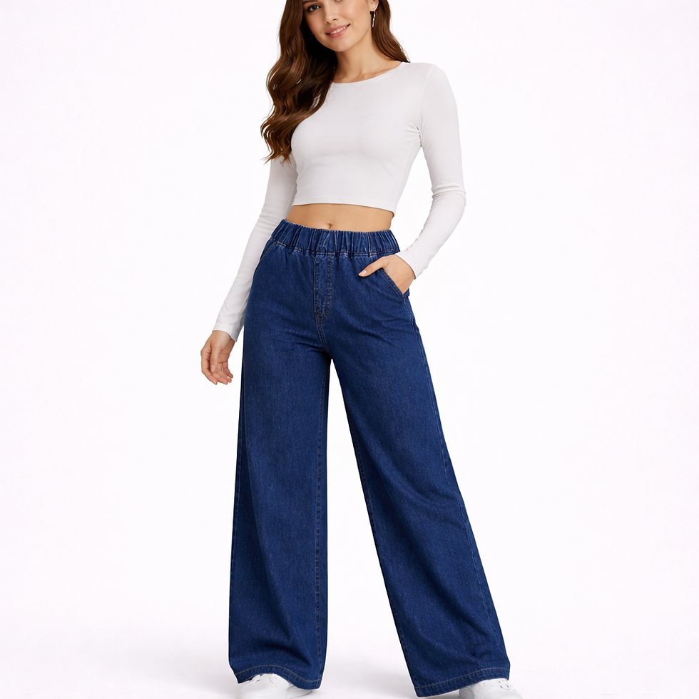 Thumbnail: Reeca AirFlow Palazzo Jeans – High-Waist Wide-Leg Denim Pants