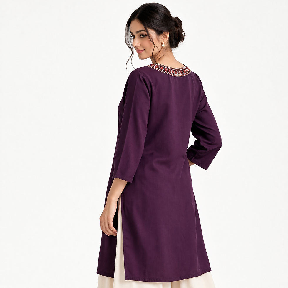 Thumbnail: Reeca Rust Aura V-Neck Kurti Set
