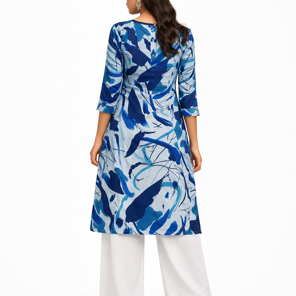 Thumbnail: Reeca Sage Leaf Print Kurti – Minimal Printed Rayon Kurta for Women