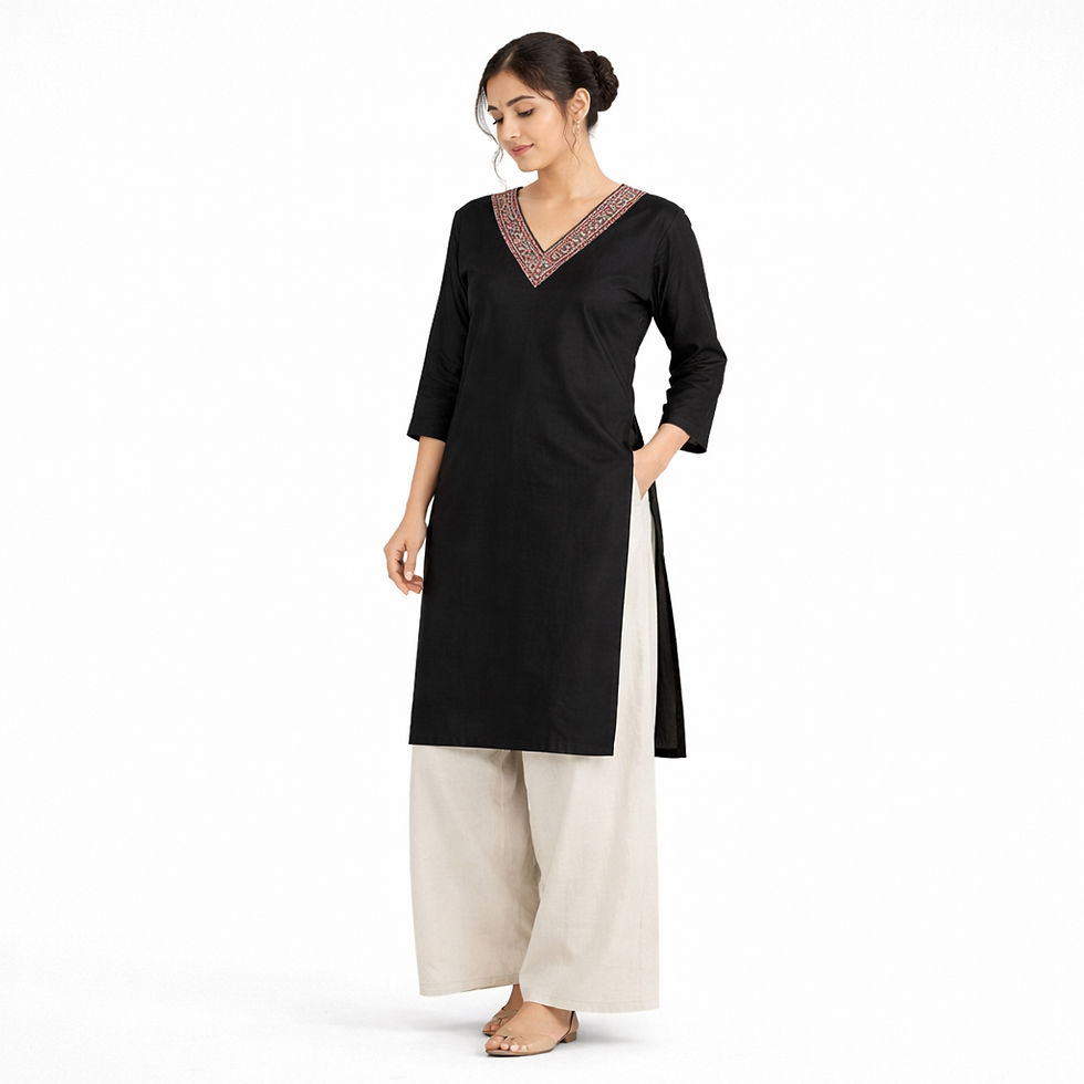 Thumbnail: Reeca Rust Aura V-Neck Kurti Set