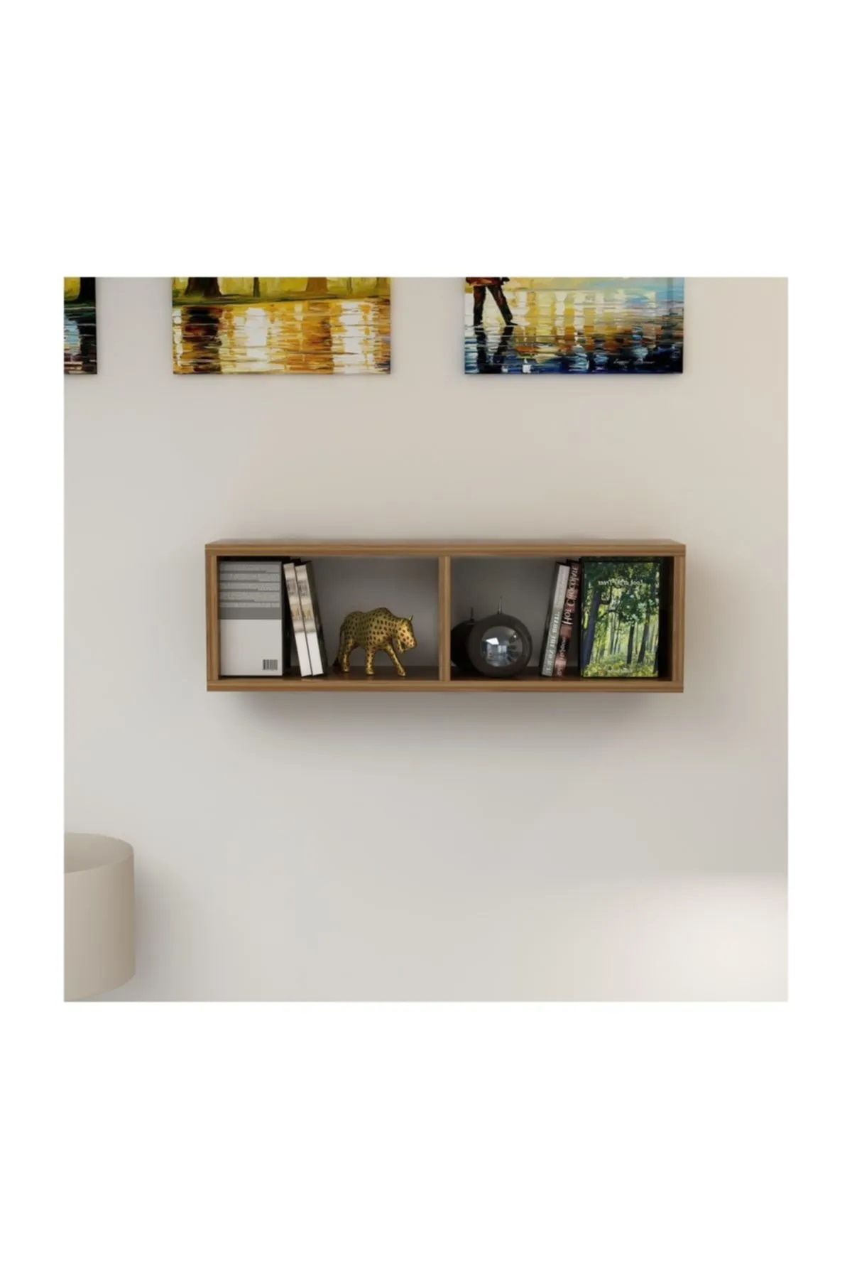 CARİ DUVAR RAFI - Ceviz