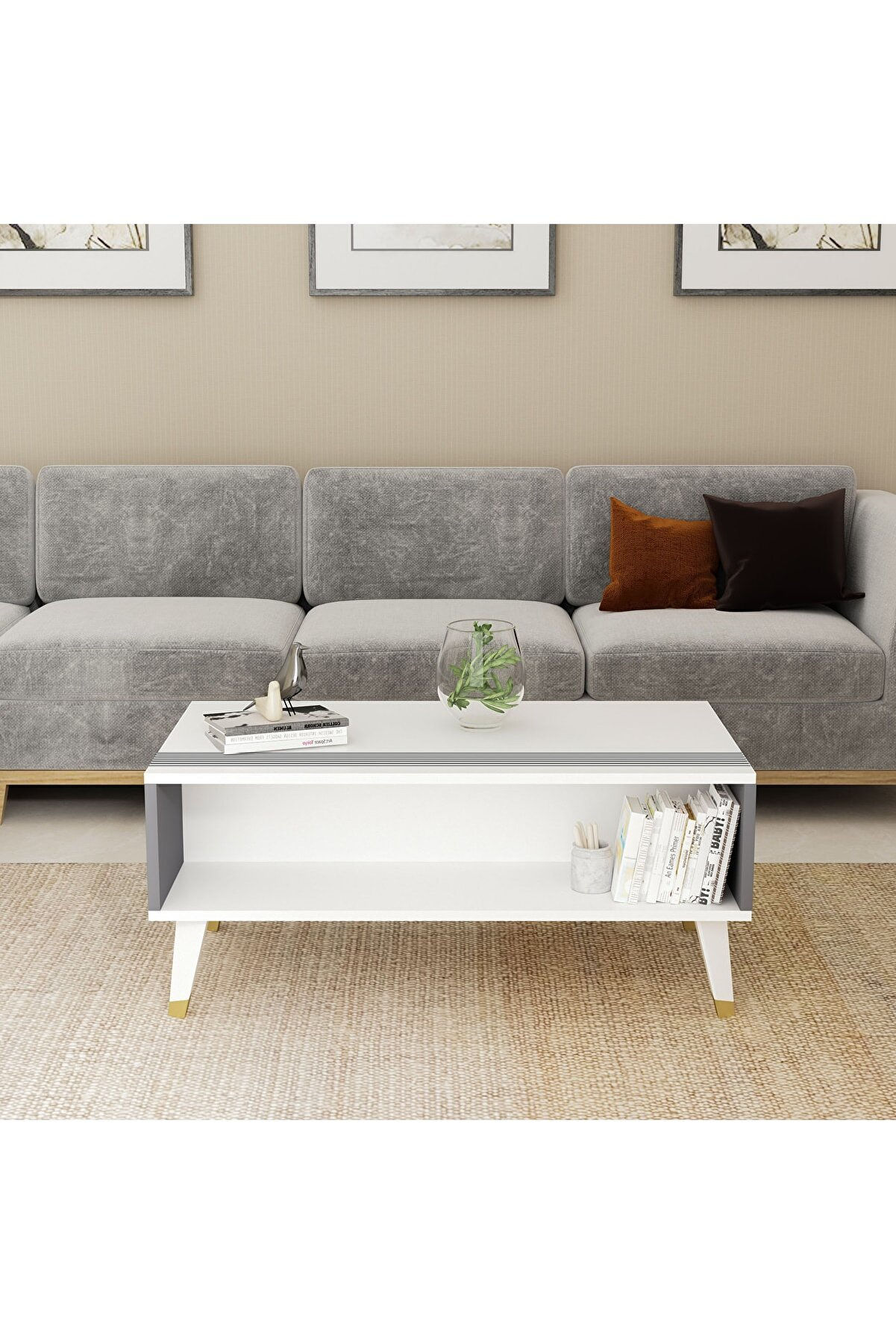 HO947013 - 90 cm ORTA SEHPA BEYAZ - ANTRASİT