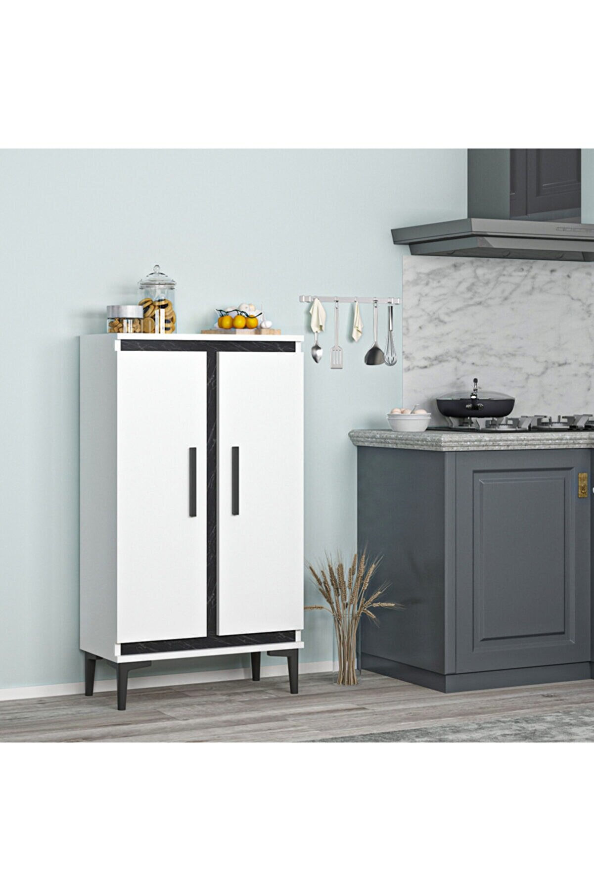 NI492015 -  60 cm ÇOK AMAÇLI DOLAP 2 KAPAKLI 6 RAFLI BEYAZ - ROYAL MERMER