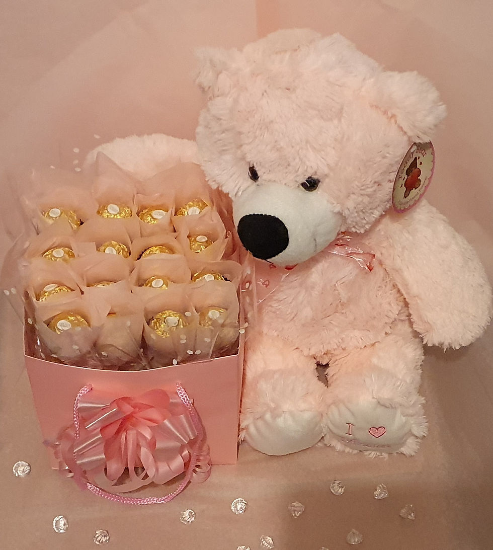 Thumbnail: Pink no 1 mum bear and chocolates