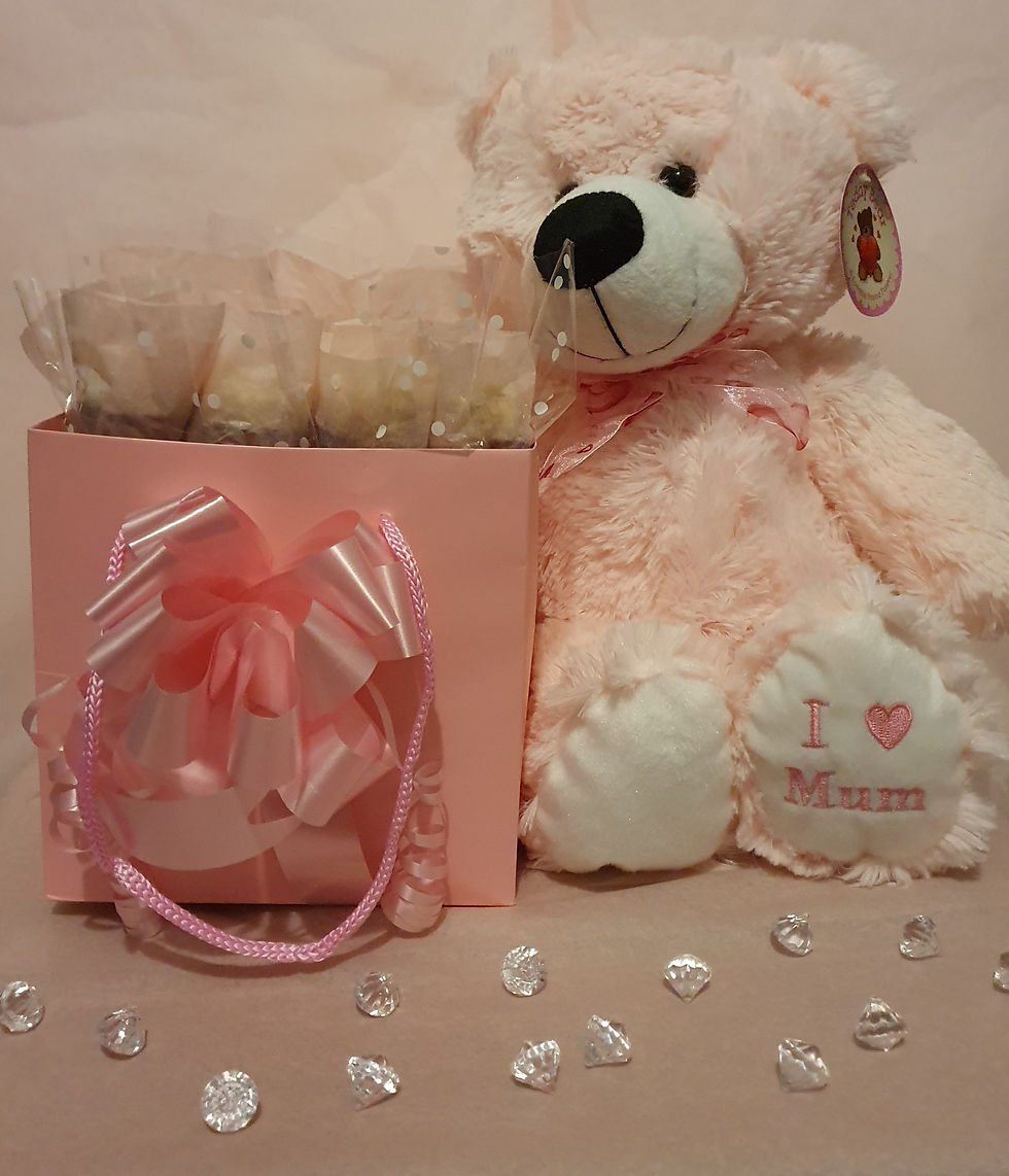 Thumbnail: Pink no 1 mum bear and chocolates