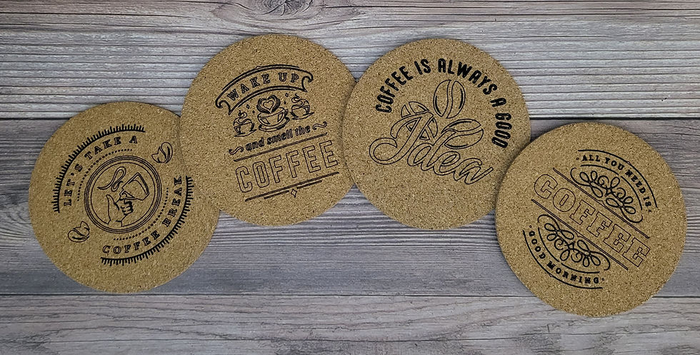 Thumbnail: 4-inch Round, 1/8" thick Custom Cork Coasters (4, 6 or 8 per pack)