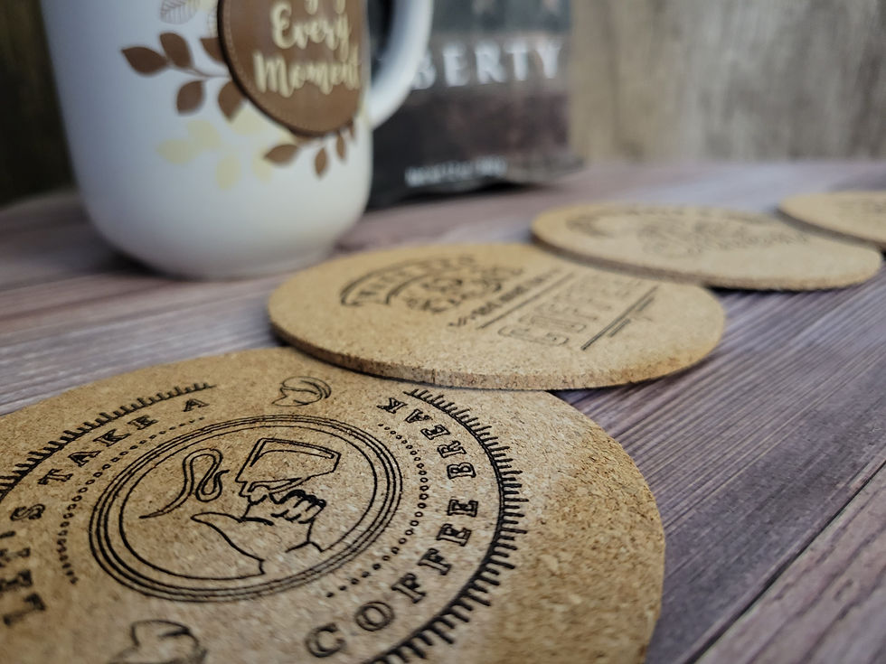 Thumbnail: 4-inch Round, 1/8" thick Custom Cork Coasters (4, 6 or 8 per pack)