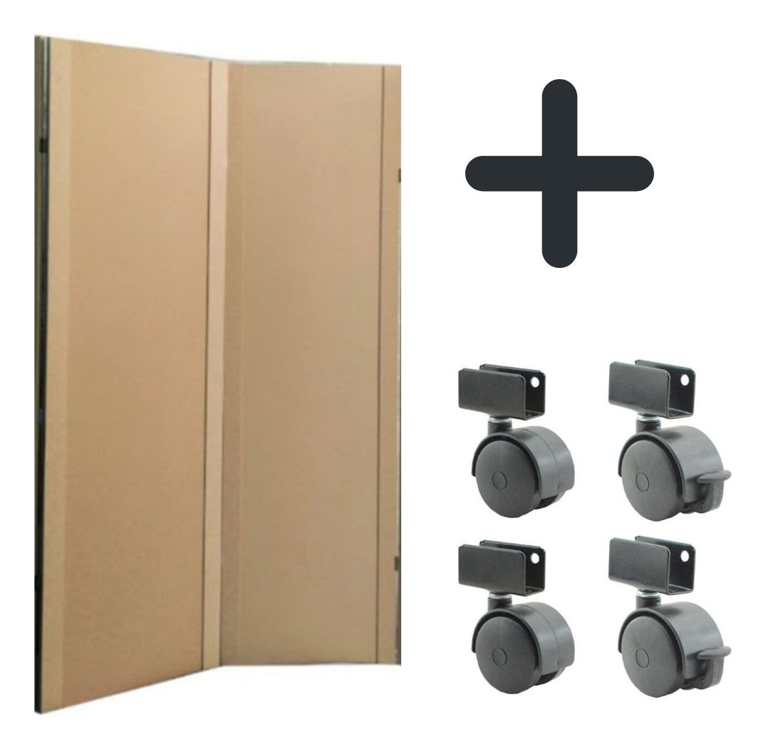 Biombo em MDF cru - 2 folhas - Com Rodinhas (Modelos a Escolher)