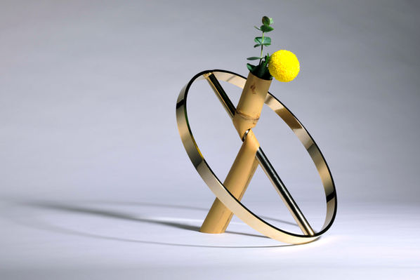 Bamboo ring sculpture created by an intern, exploring balance and form.