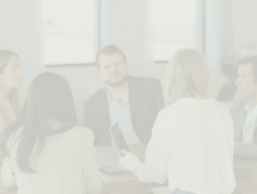 Five people in a business meeting