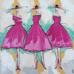 Les filles en rose... | 80x80cm
