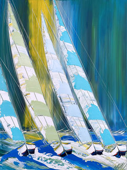 Les reflets bleus de l'océan... | 60x80x2cm