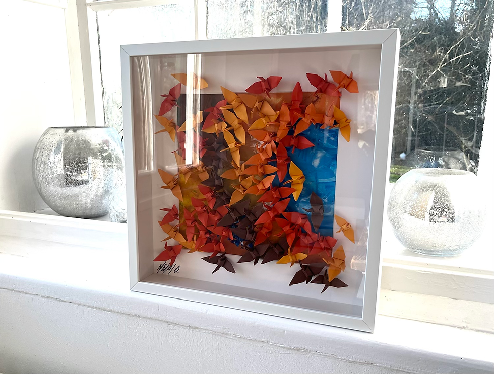 Miniature : Les oiseaux du Paradis...  | 37x37x6cm (oeuvre sur papier encadrée)