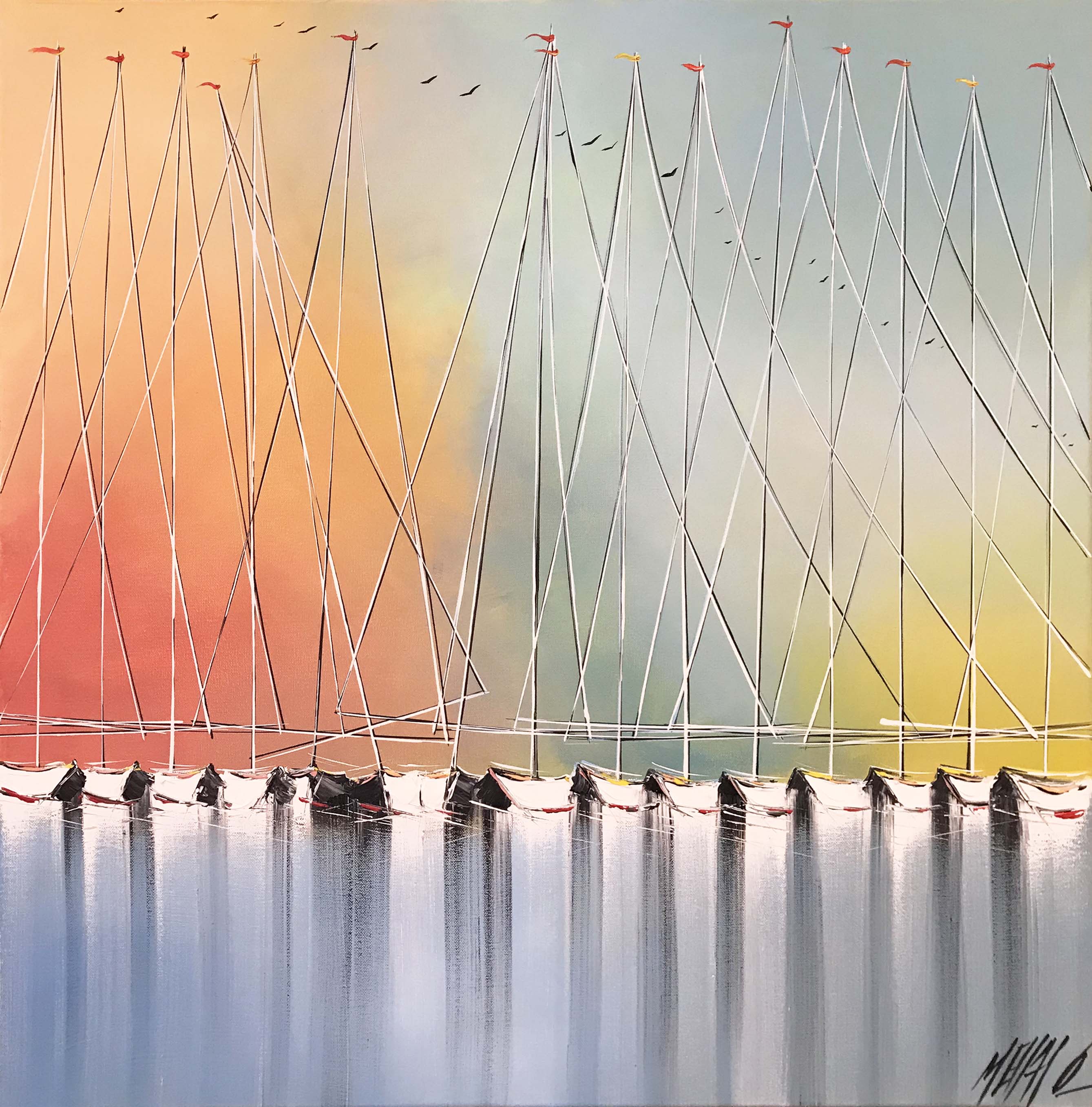 Jeux de mâts... | 70x70cm