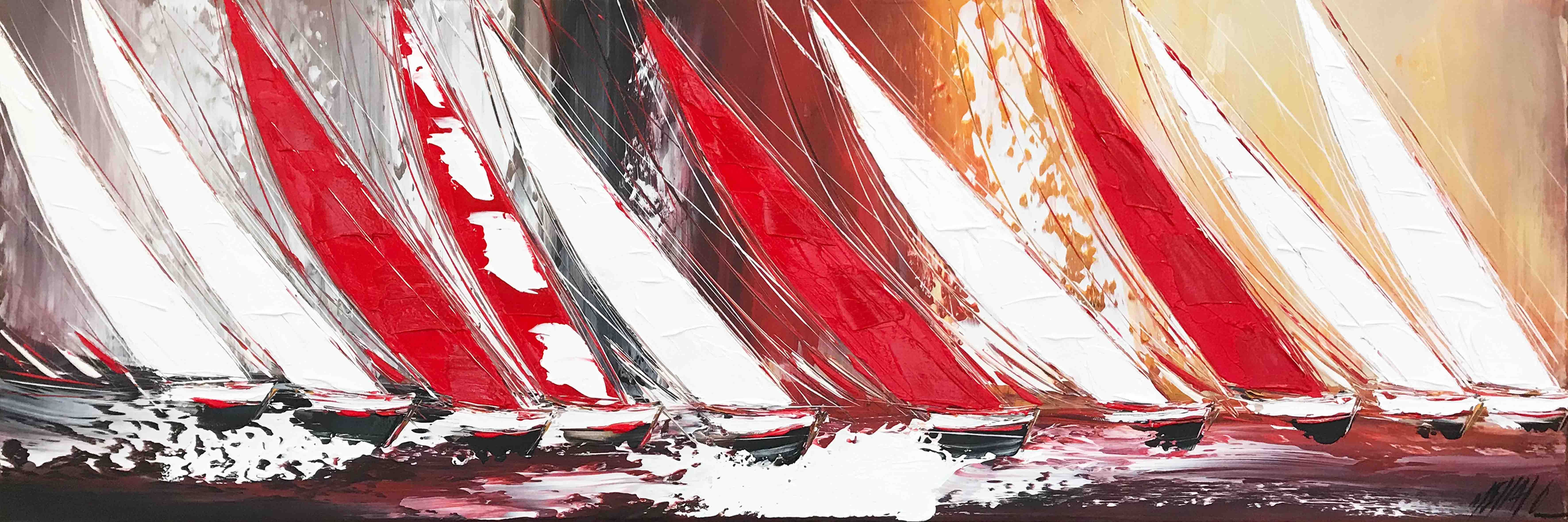 Les voiles rouges... | 40x120cm