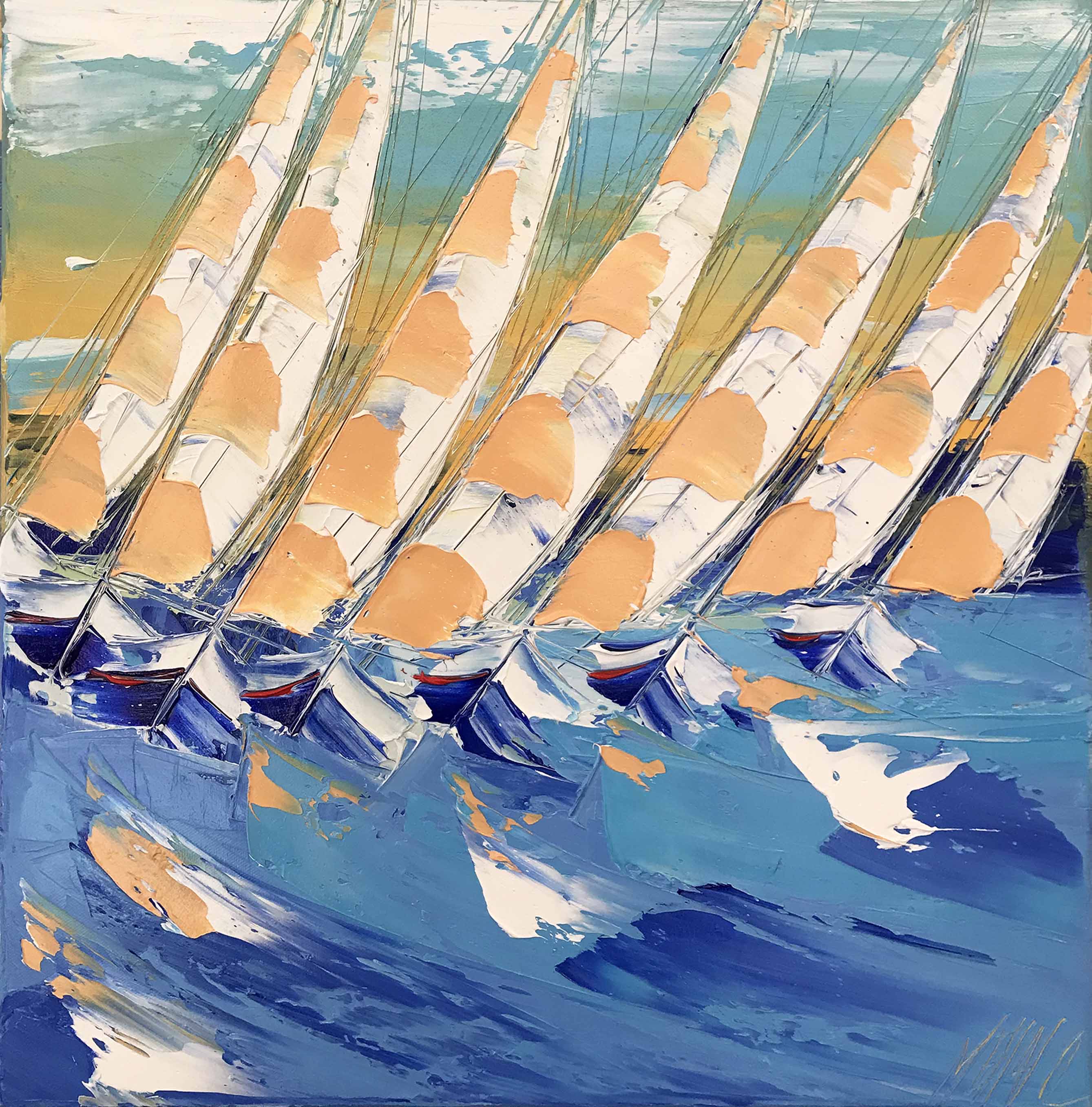 Coucher de soleil sur les voiles... | 50x50cm