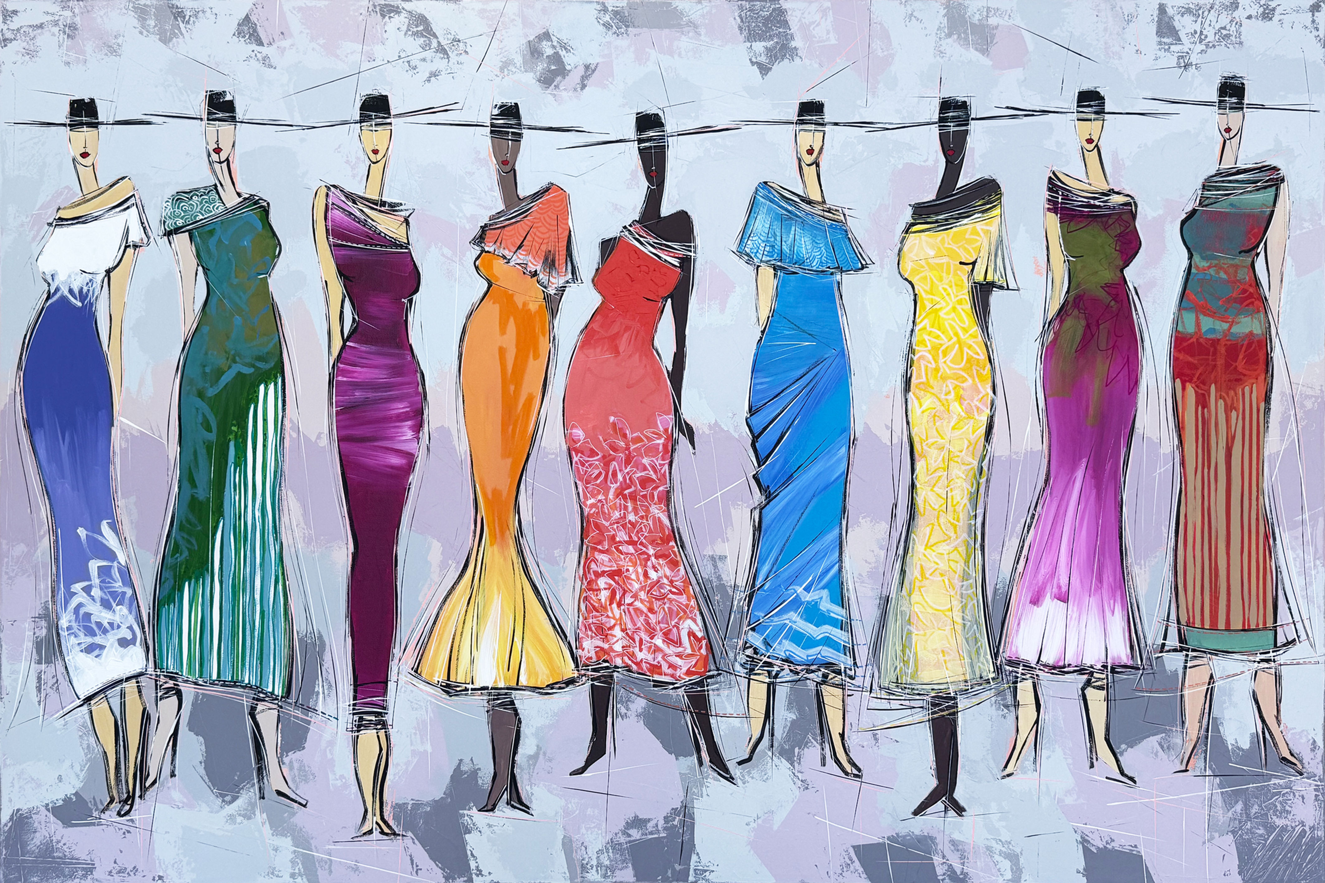 Les filles aux chapeaux... | 150x100cm