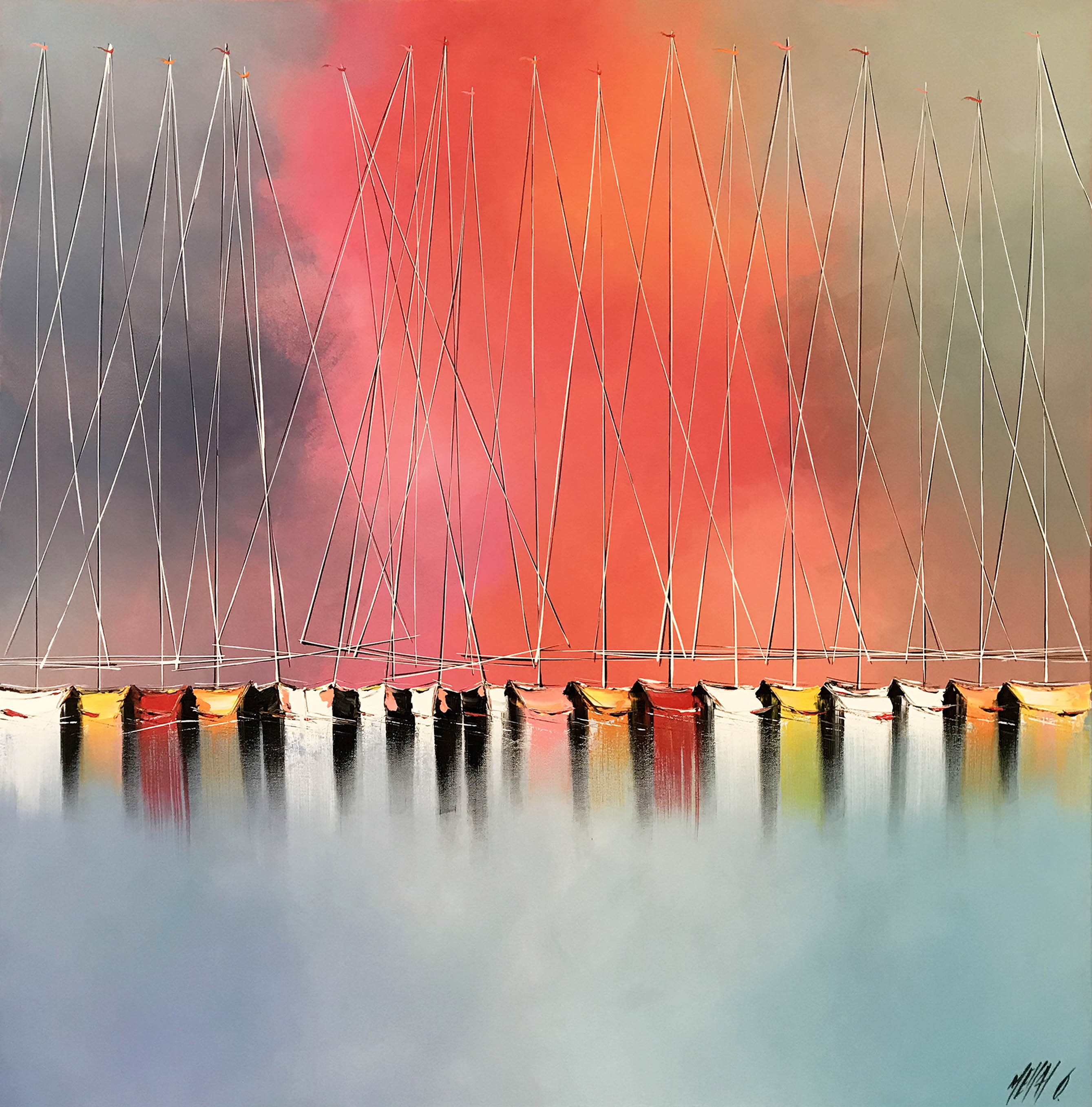 Les voiliers du soleil levant | 100x100cm
