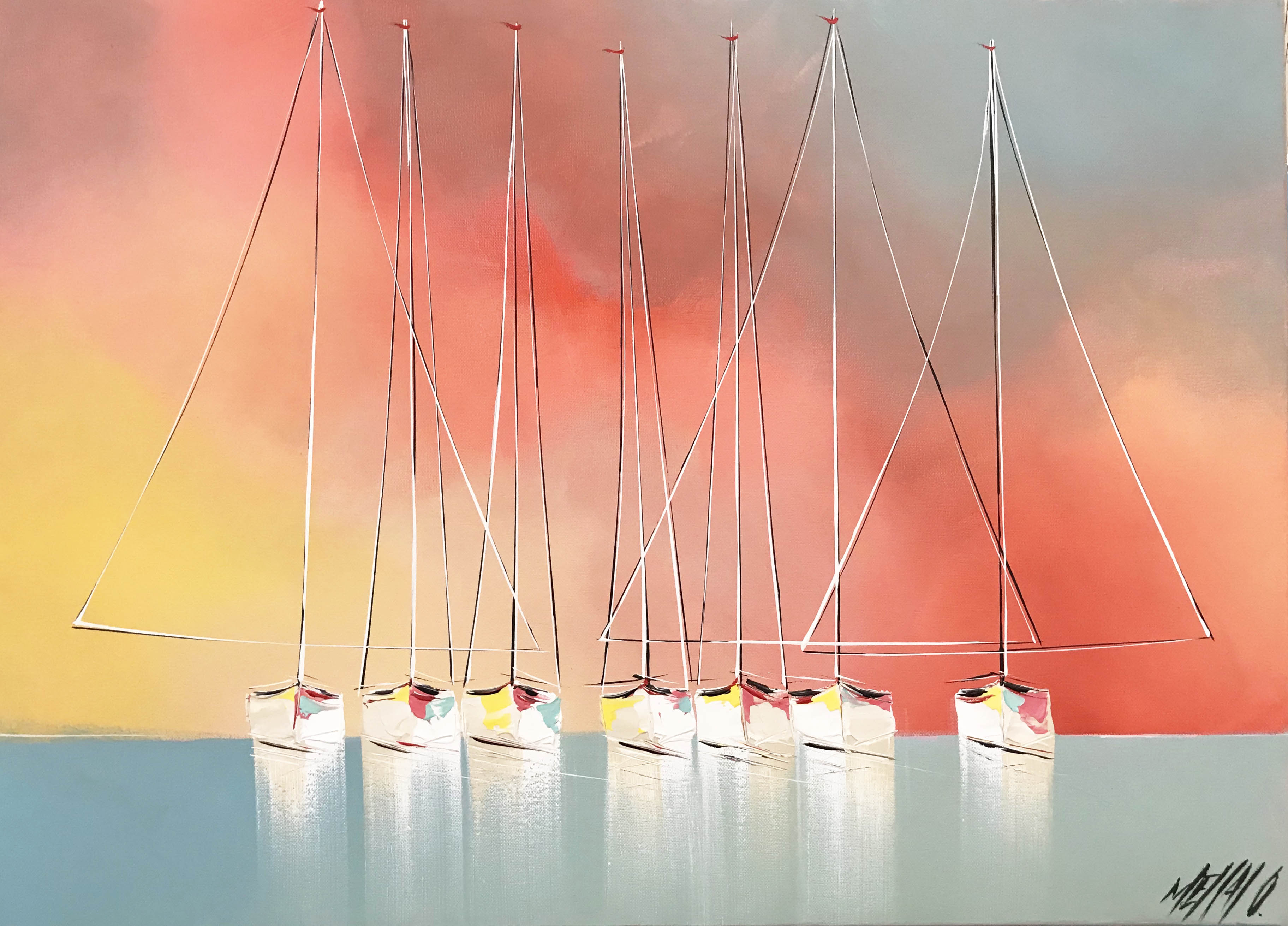 Les voiliers de l'aurore | 50x70cm