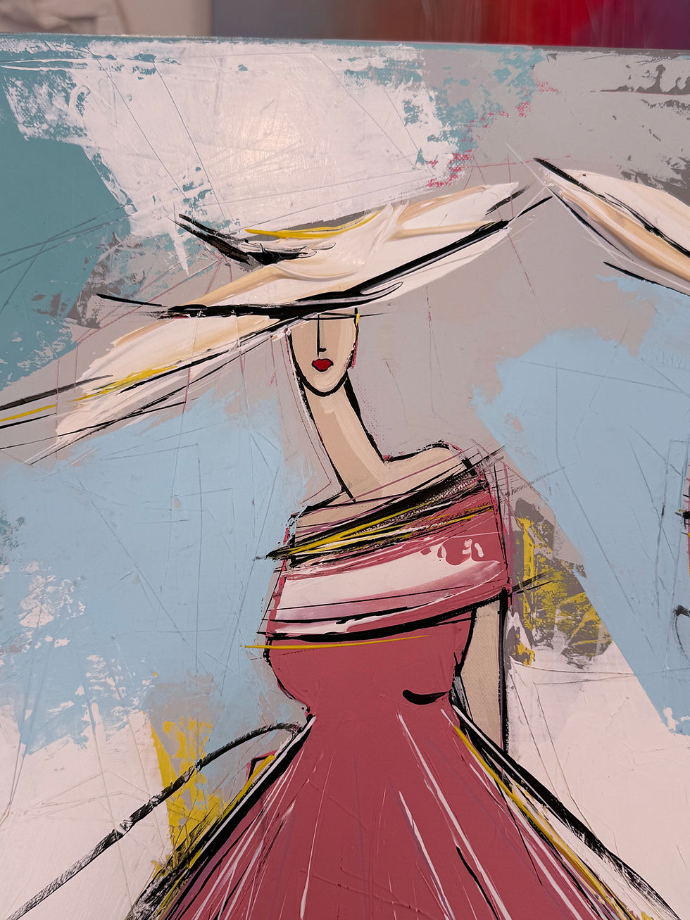 Miniature : Les filles aux chapeaux... | 80x80cm 🟠