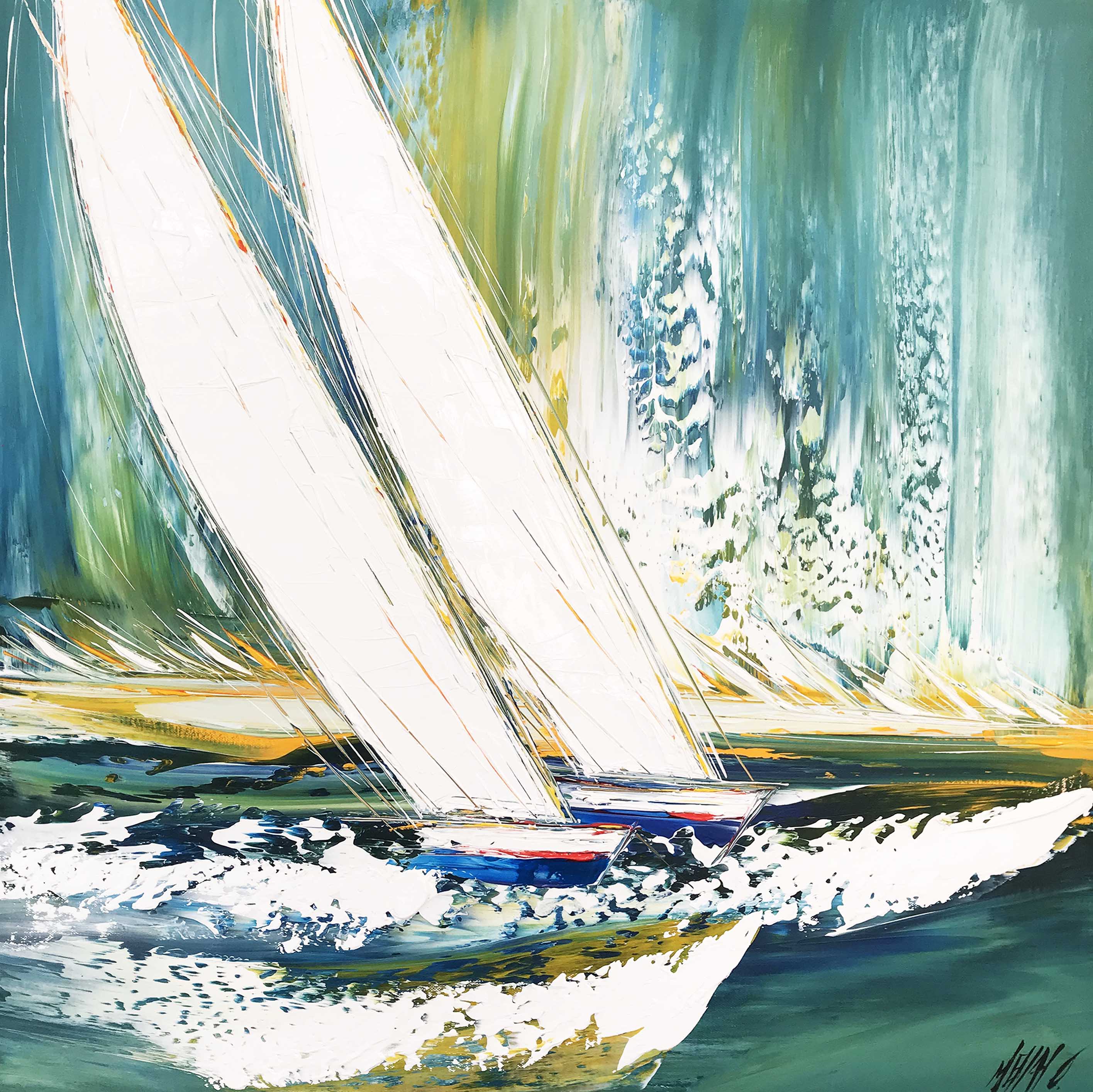 À deux en mer... | 80x80cm