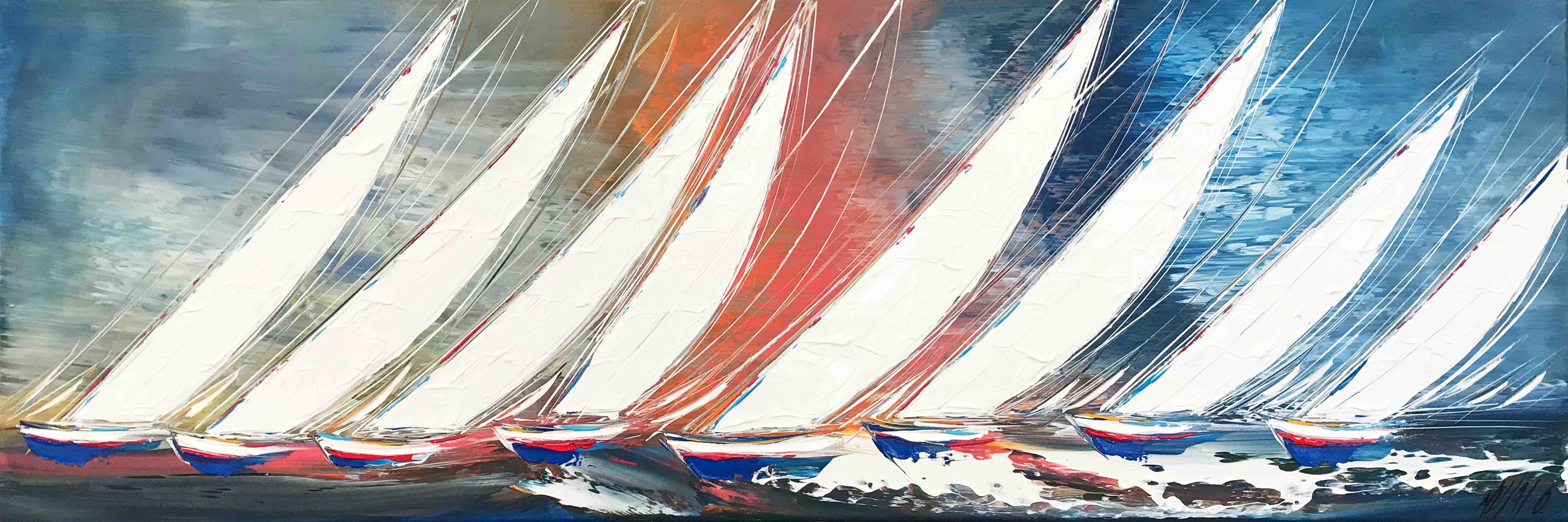Régate à l'horizon... | 40x120cm