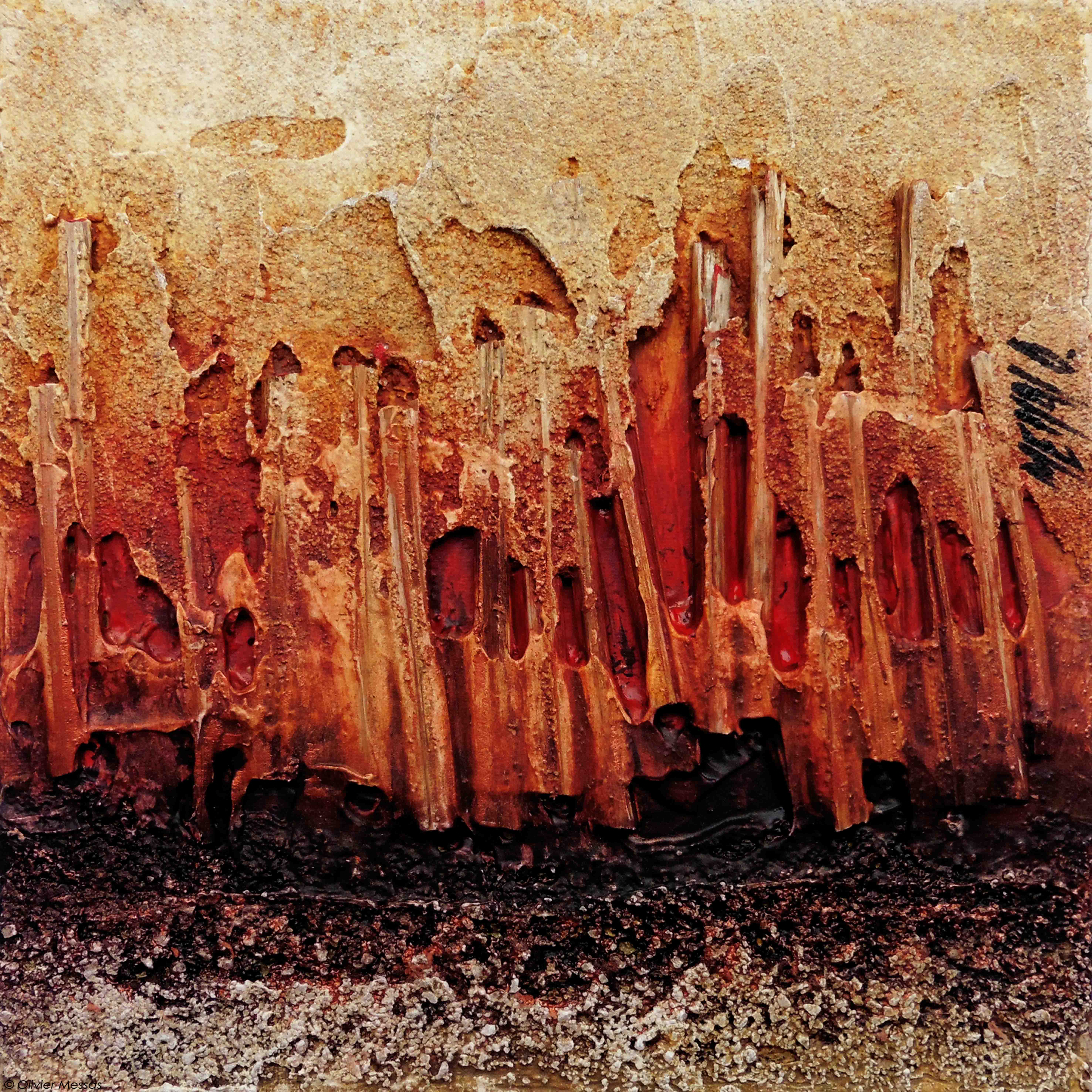 Atmosphère en rouge III, 20x20cm