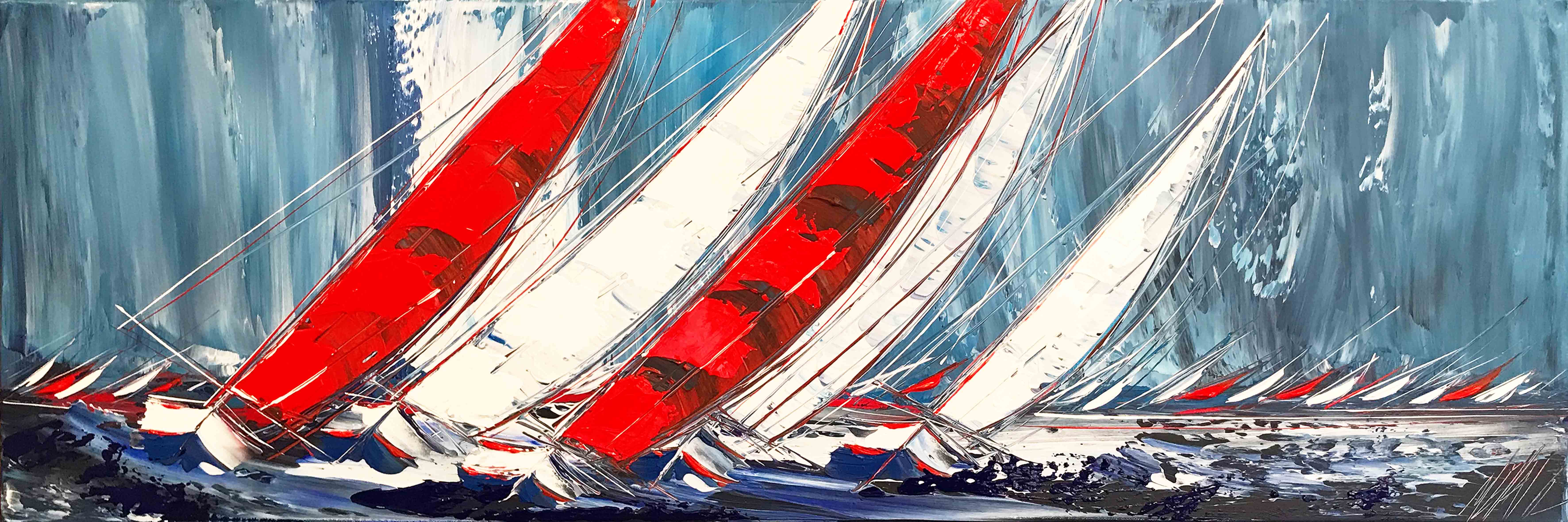Les deux voiliers rouges... | 40x120