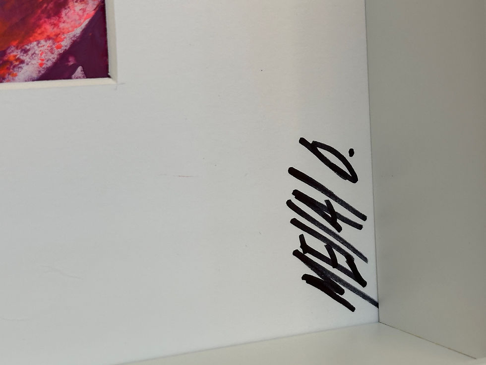 Miniature : L'oiseau rouge... | 27x27x6cm (oeuvre sur papier encadrée)