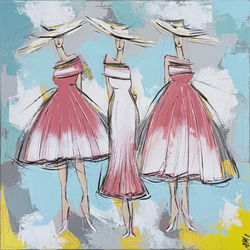 Les filles aux chapeaux... | 80x80cm