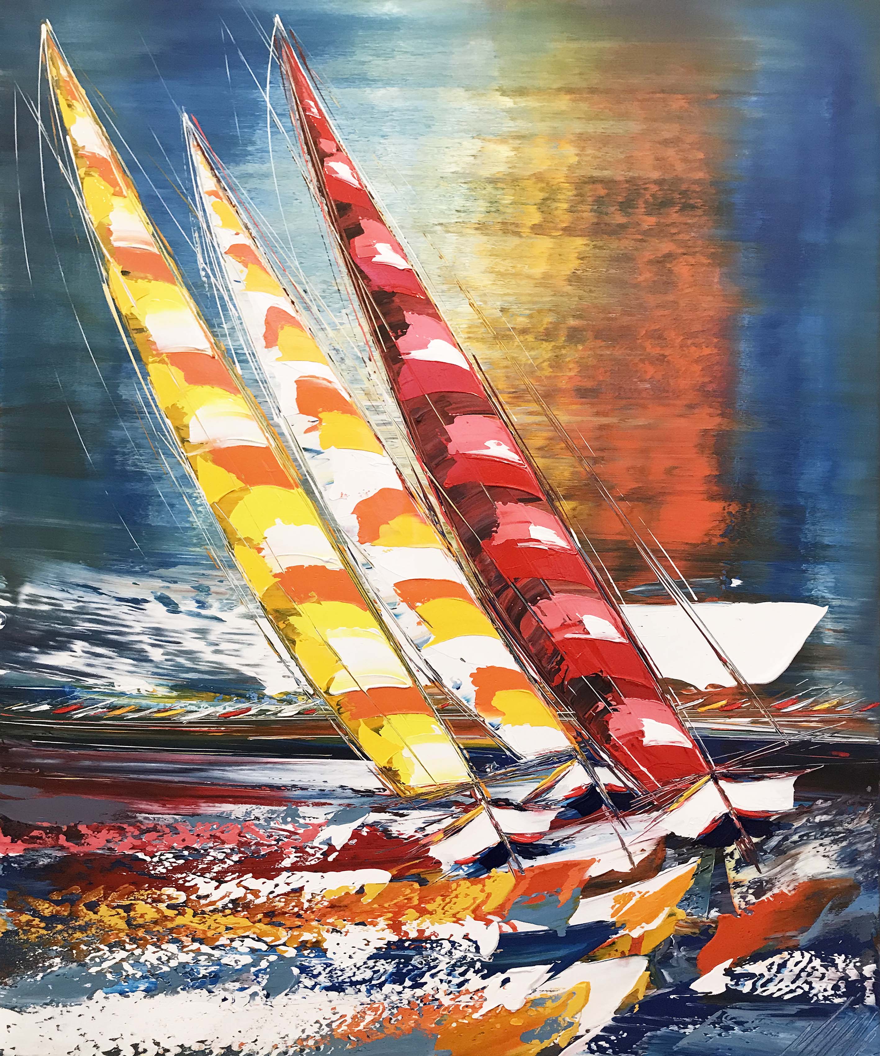 Les voiliers du soleil levant | 120x80cm