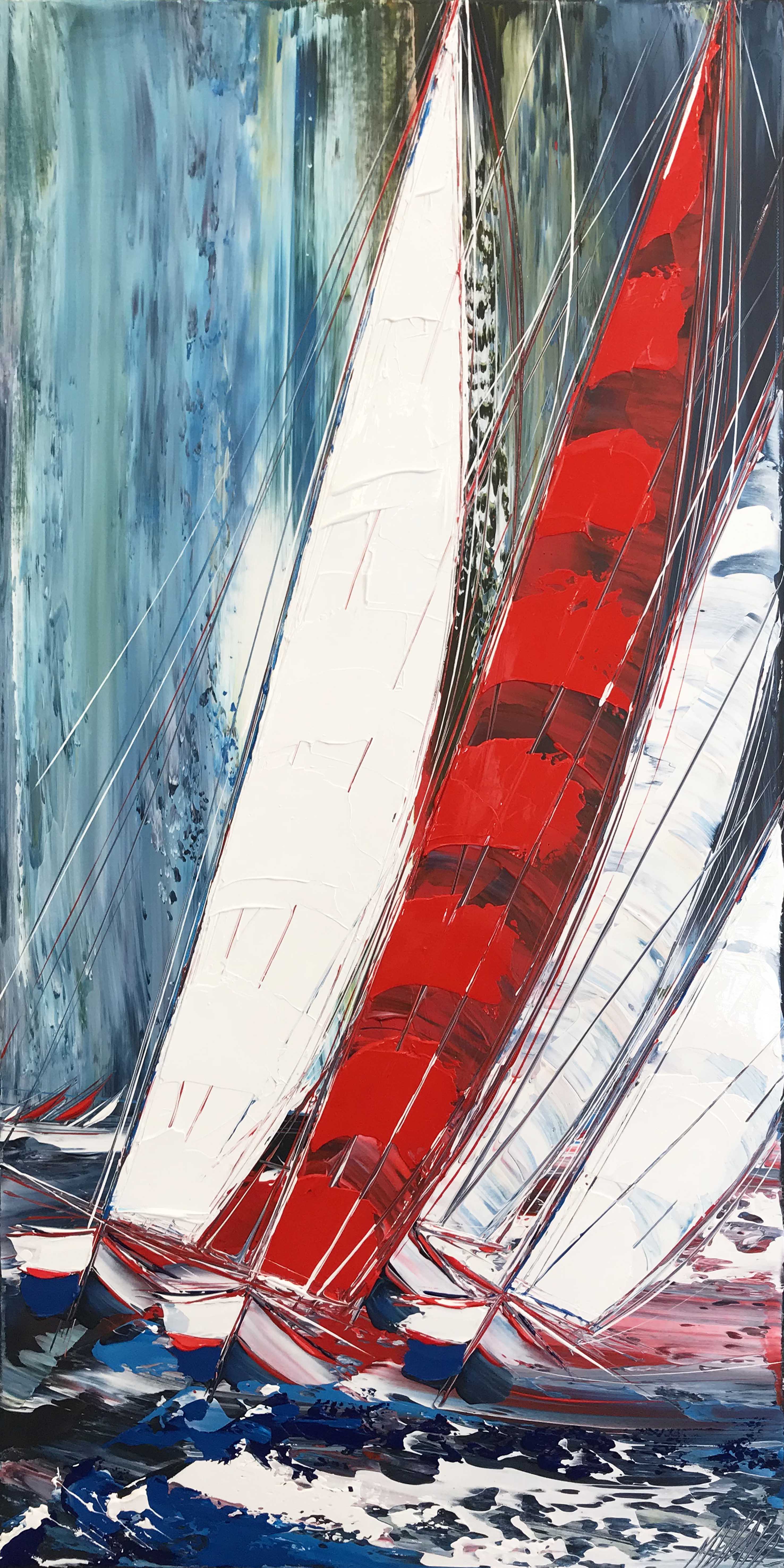 La grande voile rouge... | 100x50cm