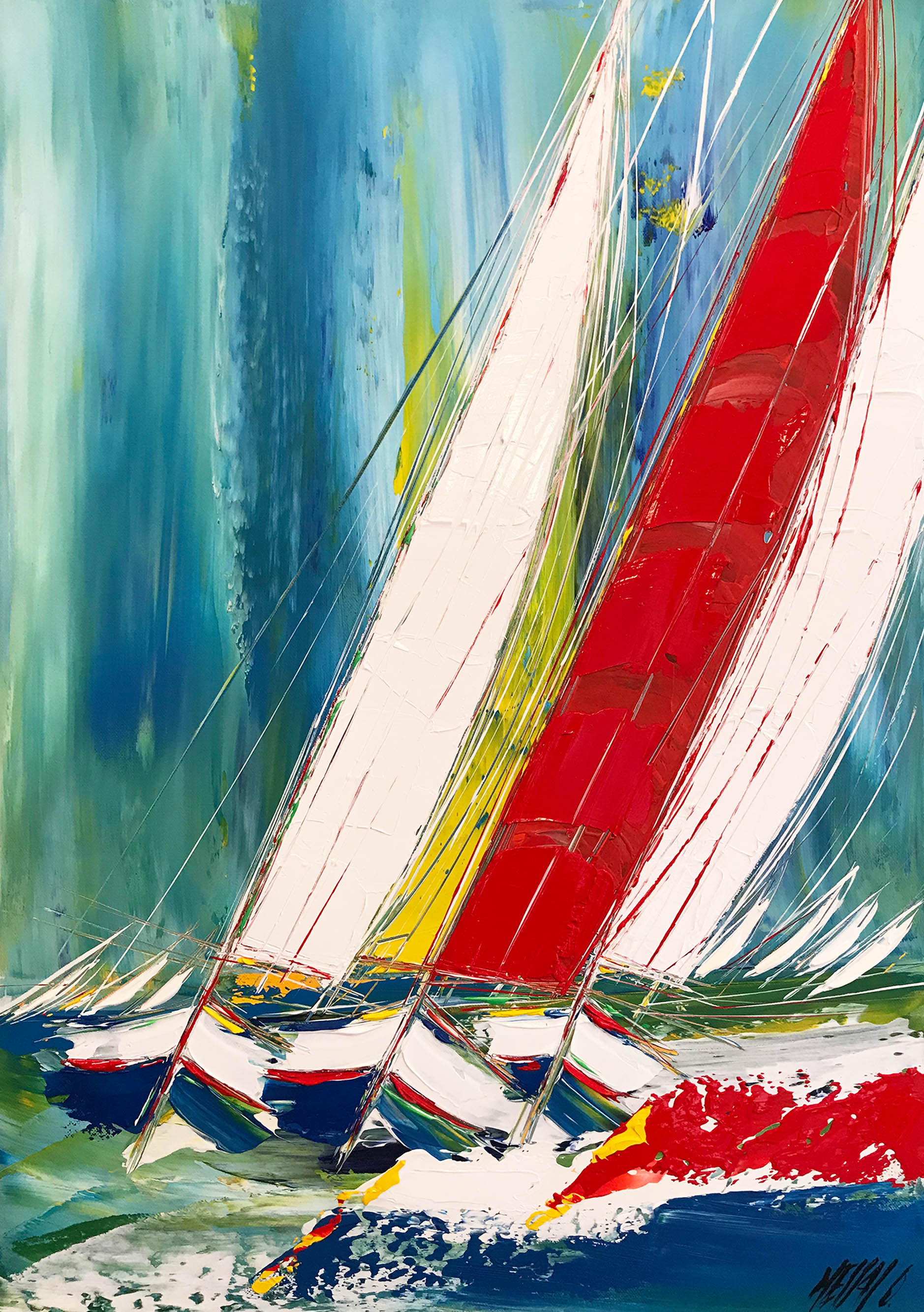 La voile rouge... | 70x50cm